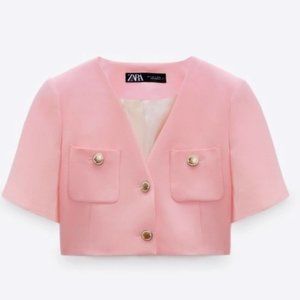 Zara Baby Pink Crop Blazer